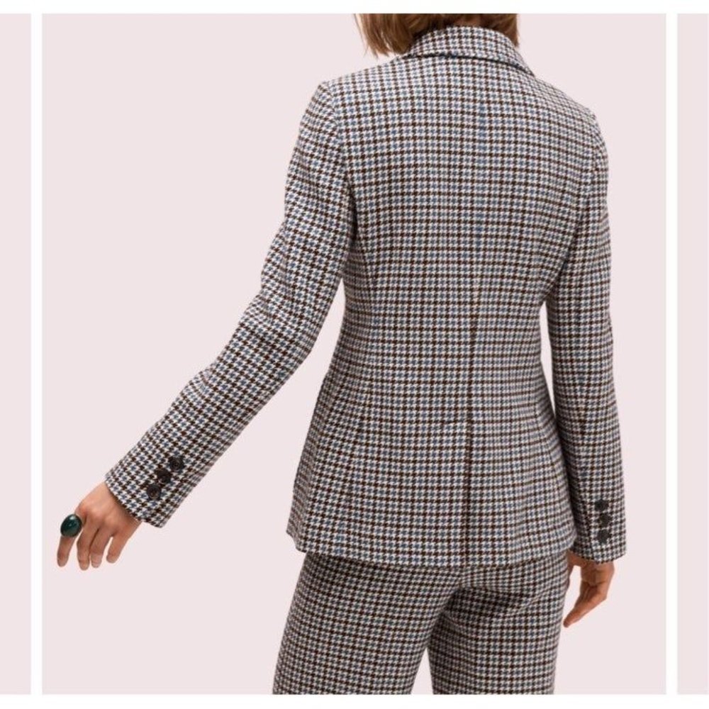 Kate Spade French Cream Pop Houndstooth Blazer Jacket Size 4 - Picture 2 of 12